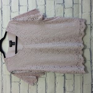 Liz Claiborne Career Petite Lavender Lace V Neck Top Women's Size XL